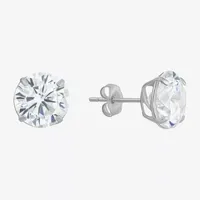 White Cubic Zirconia 14K White Gold 8mm Stud Earrings