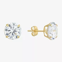 White Cubic Zirconia 14K Gold 8mm Stud Earrings