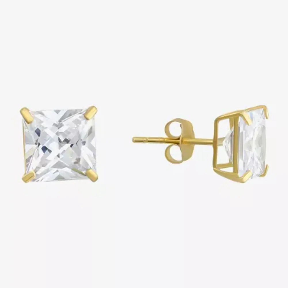 Cubic Zirconia 14K Gold 7mm Stud Earrings