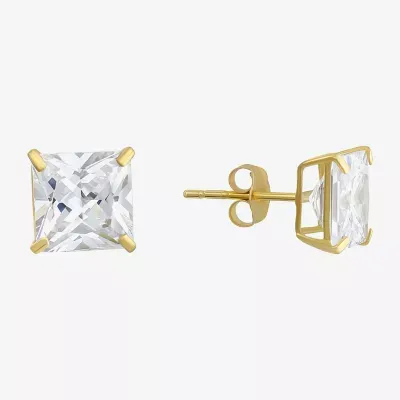 Cubic Zirconia 14K Gold 7mm Stud Earrings