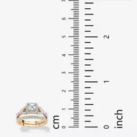 DiamonArt® Womens 1 CT. T.W. White Cubic Zirconia 18K Gold Over Silver Square Bridal Set