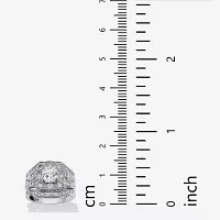 DiamonArt® Womens 2 1/3 CT. T.W. White Cubic Zirconia Platinum Over Silver Square Bridal Set