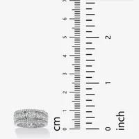 DiamonArt® 8.5MM 4 3/4 CT. T.W. White Cubic Zirconia Platinum Over Silver Rectangular Band