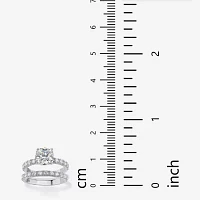 DiamonArt® Womens 2 1/2 CT. T.W. White Cubic Zirconia Platinum Over Silver Square Bridal Set