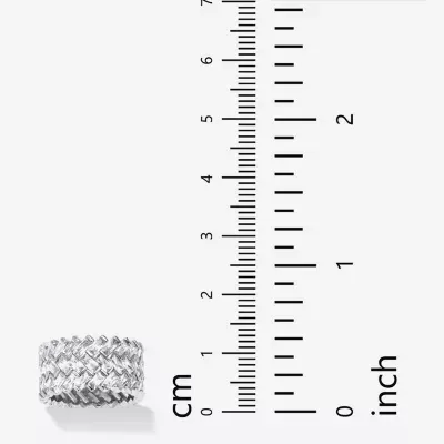 11M White Cubic Zirconia Platinum Over Silver Band