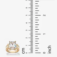 DiamonArt® Womens White Cubic Zirconia 14K Gold Over Silver Engagement Ring