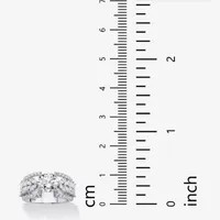 DiamonArt® Womens /4 CT. T.W. White Cubic Zirconia Platinum Over Silver Cocktail Ring