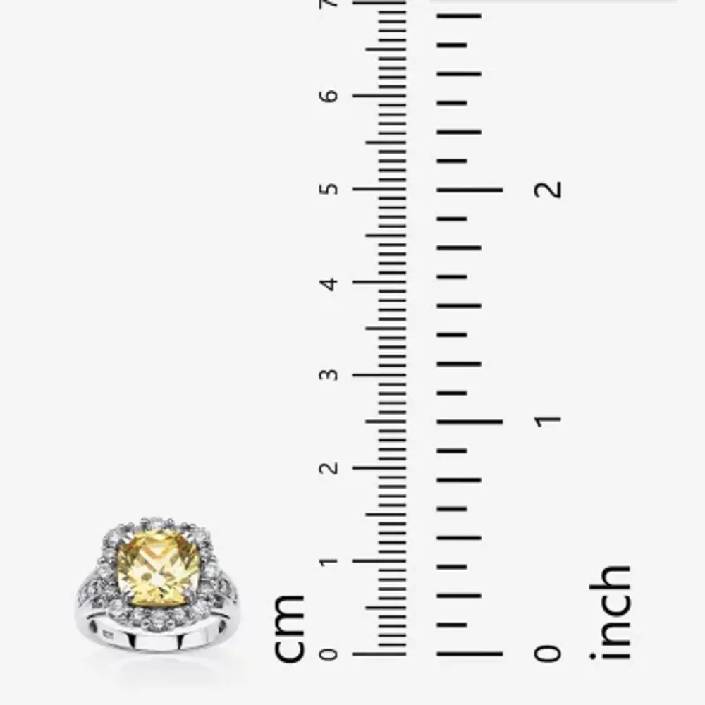 DiamonArt® Womens 3 1/2 CT. T.W Yellow Cubic Zirconia Platinum Over Silver Cocktail Ring