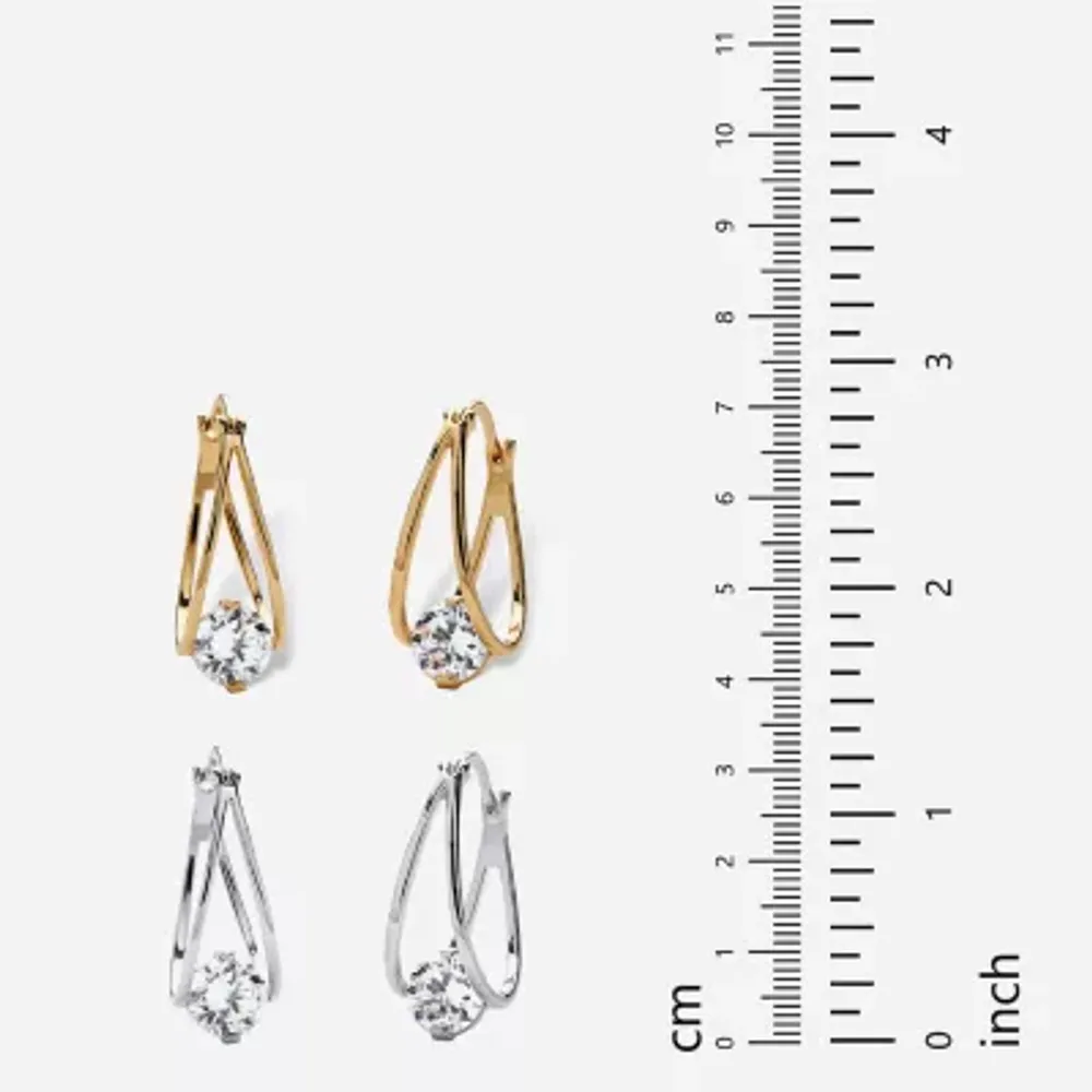 DiamonArt® White Cubic Zirconia 14K Gold Over Brass 28mm Hoop Earrings