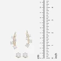 DiamonArt® 2 1/5 CT. T.W. White Cubic Zirconia 14K Gold Over Silver Ear Pins