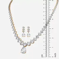 DiamonArt® Womens 2-pc. White Cubic Zirconia 14K Gold Over Brass Necklace Set