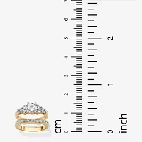 Womens 2 CT. T.W. White Cubic Zirconia 18K Gold Over Brass Bridal Set