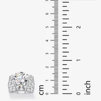 DiamonArt® Womens White Cubic Zirconia Platinum Over Silver Cocktail Ring