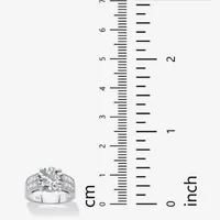 DiamonArt® Womens / CT. T.W. White Cubic Zirconia Platinum Over Silver Round Engagement Ring