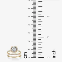 DiamonArt® Womens 2 1/2 CT. T.W. Cubic Zirconia 14K Gold Over Silver Halo Bridal Set