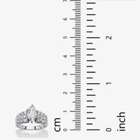 DiamonArt® Womens / CT. T.W. White Cubic Zirconia Platinum Over Silver Engagement Ring