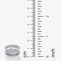 DiamonArt® 11.5MM White Cubic Zirconia Platinum Over Silver Round Band