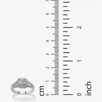 DiamonArt® Womens / CT. T.W. White Cubic Zirconia Platinum Over Silver Square Engagement Ring