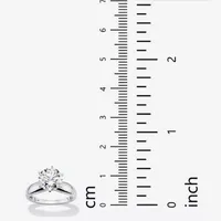 DiamonArt® Womens 1/2 CT. T.W. White Cubic Zirconia Platinum Over Silver Round Engagement Ring