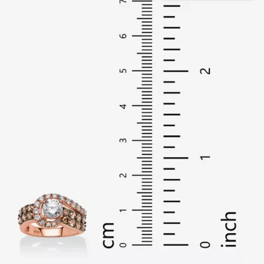 DiamonArt® Womens 2 1/2 CT. T.W. White Cubic Zirconia 14K Rose Gold Over Silver Round Cocktail Ring