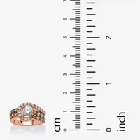 DiamonArt® Womens 2 1/2 CT. T.W. White Cubic Zirconia 14K Rose Gold Over Silver Round Cocktail Ring