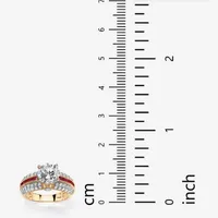 DiamonArt® Womens 5 1/2 CT. T.W. White Cubic Zirconia 14K Gold Over Silver Round Engagement Ring