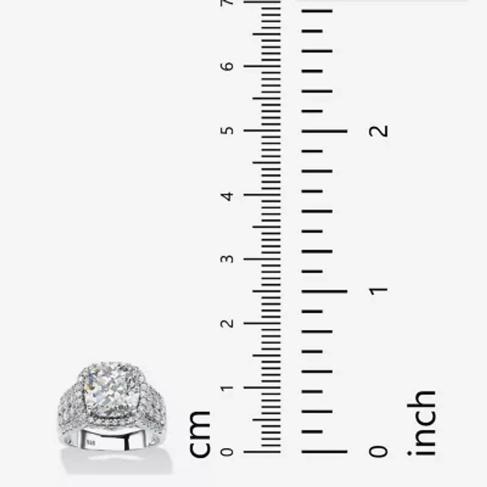 DiamonArt® Womens 3 3/4 CT. T.W. White Cubic Zirconia Platinum Over Silver Square Engagement Ring