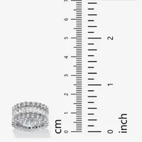 DiamonArt® 12MM White Cubic Zirconia Platinum Over Silver Rectangular Band