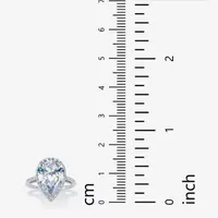 DiamonArt® Womens 6 CT. T.W. White Cubic Zirconia Platinum Over Silver Pear Engagement Ring