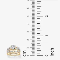 DiamonArt® Womens 2 1/2 CT. T.W. White Cubic Zirconia 18K Gold Over Silver Round Bridal Set