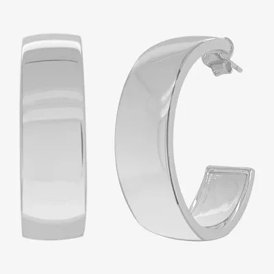 Silver Reflections Pure Silver Over Brass Hoop Earrings