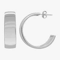 Silver Reflections Pure Silver Over Brass Hoop Earrings