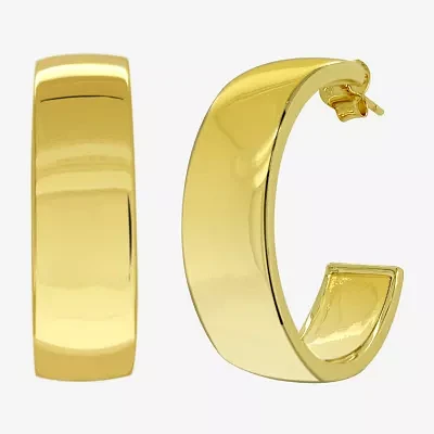 Silver Reflections 14K Gold Over Brass Hoop Earrings