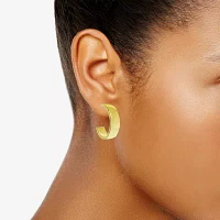 Silver Reflections 14K Gold Over Brass Hoop Earrings