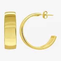 Silver Reflections 14K Gold Over Brass Hoop Earrings