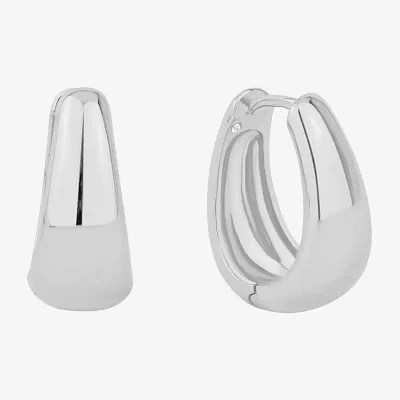 Silver Reflections Pure Silver Over Brass Heart Hoop Earrings