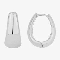 Silver Reflections Pure Silver Over Brass Heart Hoop Earrings