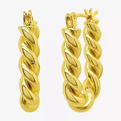 Silver Reflections Womens 14K Gold Over Brass 24mm Hoop Earrings