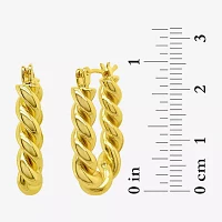 Silver Reflections Womens 14K Gold Over Brass 24mm Hoop Earrings