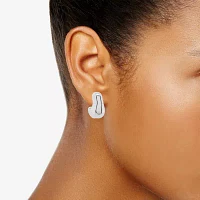 Silver Reflections Pure Silver Over Brass Hoop Earrings