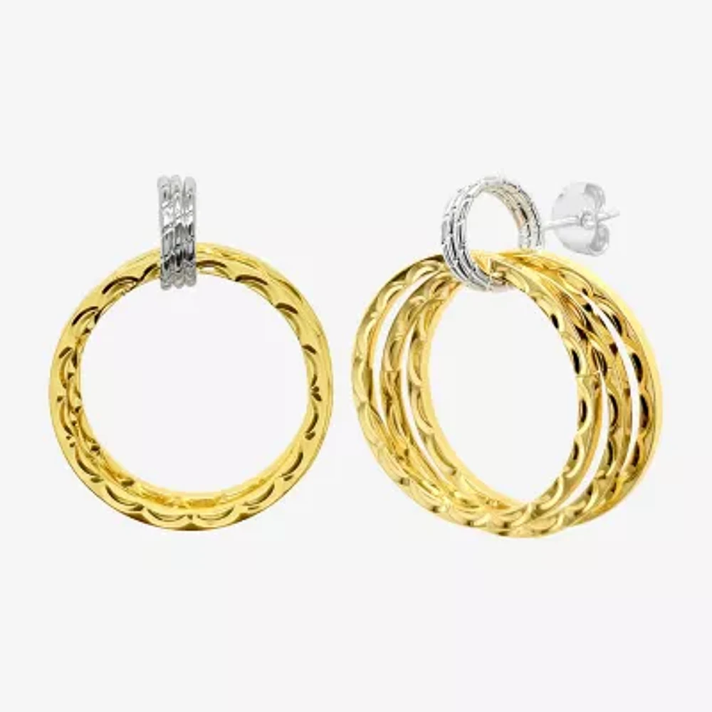 Silver Reflections Door Knocker 14K Two Tone Gold Drop Earrings