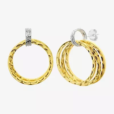 Silver Reflections Door Knocker 14K Two Tone Gold Drop Earrings