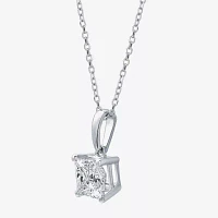 Womens 1 CT. Lab Grown White Diamond 10K White Gold Pendant Necklaces