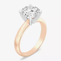 (G / Vs2) Womens 3 CT. Lab Grown White Diamond 14K Rose Gold Round Solitaire Engagement Ring