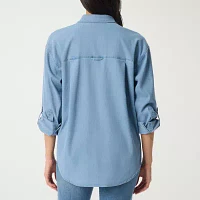 Gloria Vanderbilt Womens Long Sleeve Regular Fit Button-Down Shirt