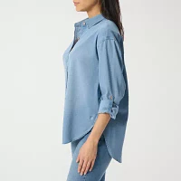 Gloria Vanderbilt Womens Long Sleeve Regular Fit Button-Down Shirt
