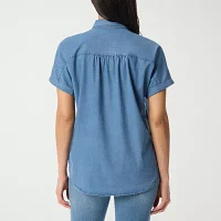 Gloria Vanderbilt Womens Short Sleeve Regular Fit Button-Down Shirt