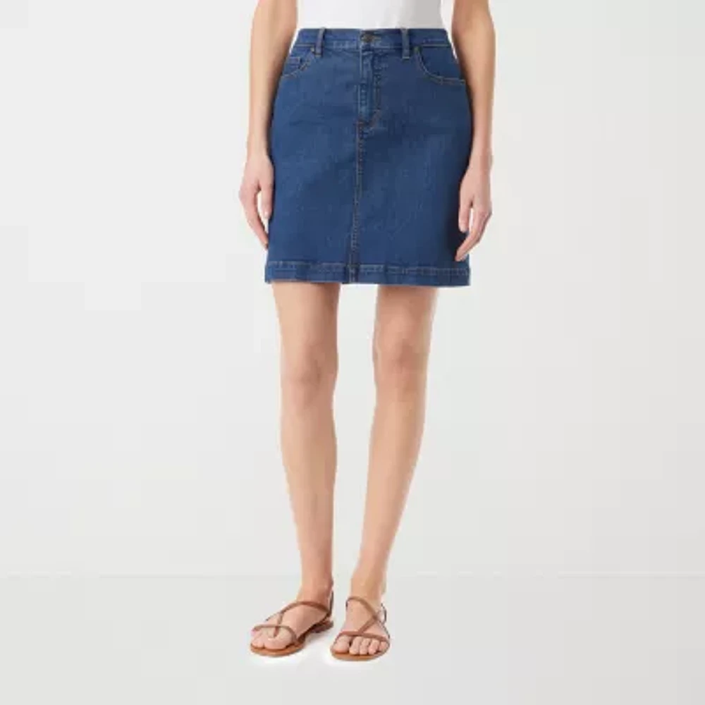 Gloria Vanderbilt Womens High Rise Denim Skirt