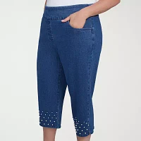 Alfred Dunner Flower Power Womens Plus Capri Pants