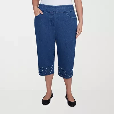 Alfred Dunner Flower Power Womens Plus Capri Pants
